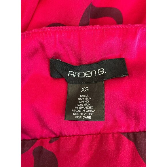 Arden B Hot Pink Floral Balloon Hem Silk Dress Size XS Vintage Style Y2K - Picture 6 of 7